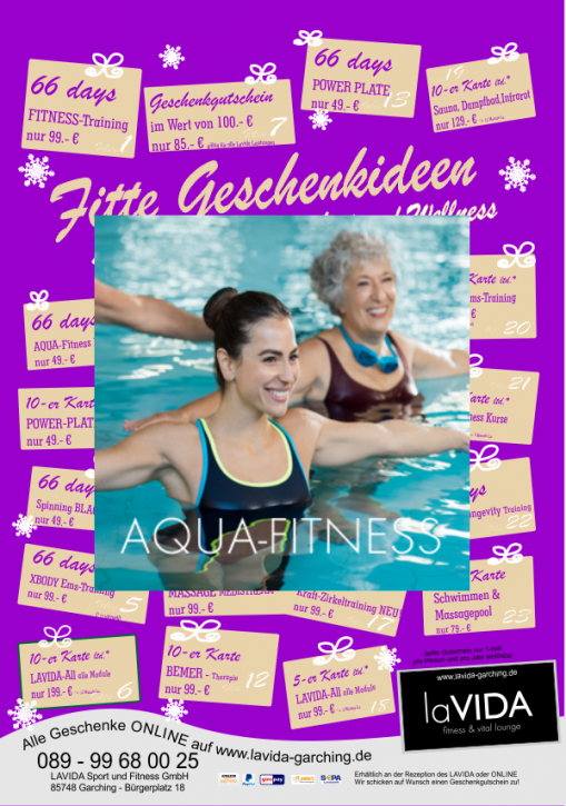 66 Tage AQUA-FITNESS-Kurse nur 49.- €